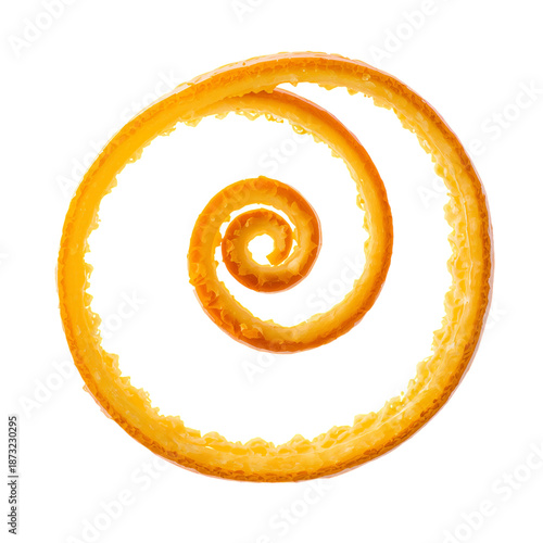 Citrus Peel Spiral Design on a White Background Creating a Unique and Artisti...