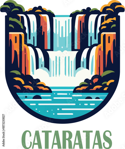 cataratas del iguazu logo icon vector white background .