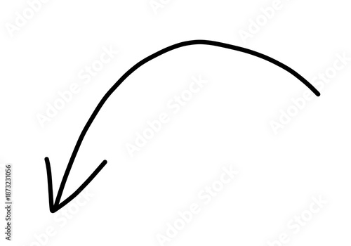 Tableau sur toile Flecha curva negra dibujada a mano con bucle apuntando