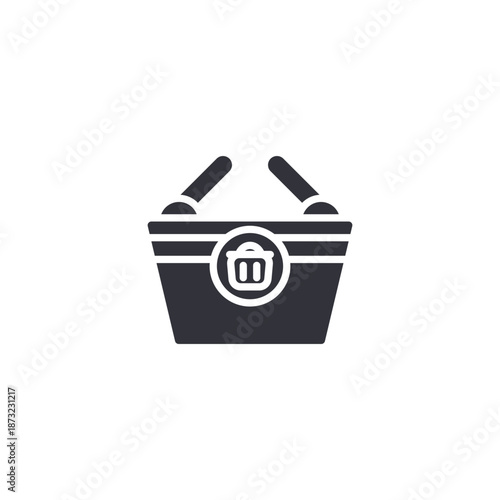 Shopping basket with currency symbol icon representing pricing, online purchases, and ecommerce payment process.