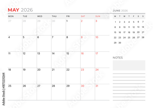 May 2026 Monthly Calendar Template for Planning and Organization improves time-blocking and weekly productivity using editable minimalist layout. Week starts on Sunday. Useful for business
