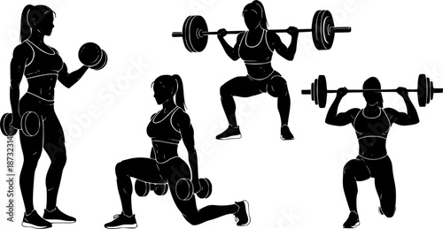 silhouette of a woman lifting weights