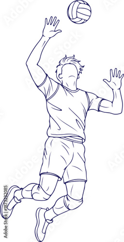 A man in athletic clothing jumping up to hit a volleyball vector illustration