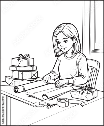 Girl moments coloring page for kids and adults cozy cute girl scenes printable daily activity book design for relaxing