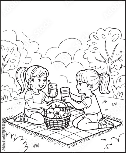 Girl moments coloring page for kids and adults cozy cute girl scenes printable daily activity book design for relaxing
