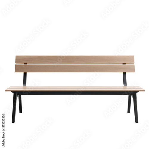 Wooden Bench With Metal Legs Designed for Outdoor Seating in Urban Parks and ...