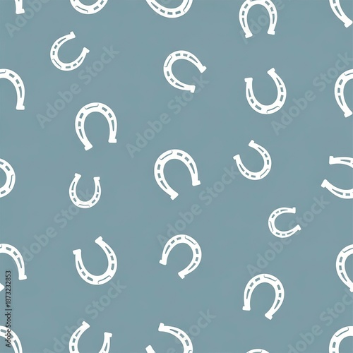 White Horseshoes Pattern on Light Blue Background for Lucky or Fashion Design