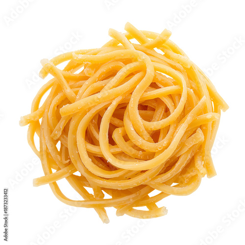 Noodle Pile on White Background Ready for Cooking and Meal Preparation in Hom...