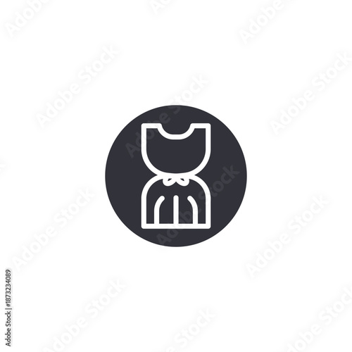 Simple clothing dress icon representing fashion products, apparel categories, or online boutique collections in e-commerce apps.