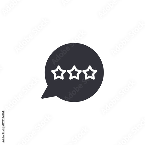 Customer review chat bubble icon representing ratings, feedback, testimonials, or user experience evaluation in e-commerce.