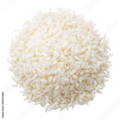 White Rice in a Spherical Shape on a Plain Background for Cooking and Serving
