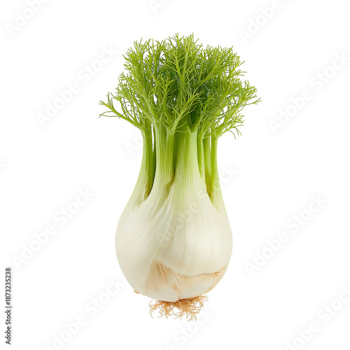 Fresh Fennel With Green Fronds on Top From Local Market in Early Morning Sunl...