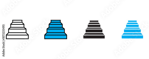 Step pyramid icon set vector on white background. ierarchy, ranking, progress, growth, success, achievement symbol. vector illustration.