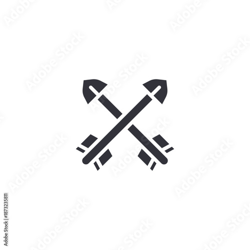 Crossed spears icon illustrating battle preparation, medieval warfare, or royal guard defense equipment.