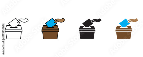 Voting ballot boxe icon set vector on white background. election, democracy, politics, vote, polling, democratic symbol. vector illustration.