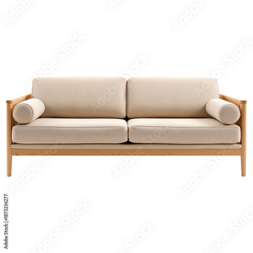 Modern Sofa Design in Neutral Color With Decorative Cushions Placed in a Livi...