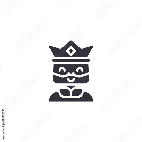 Royal king portrait icon representing monarchy leadership, medieval ruler character, or noble authority in flat solid style.