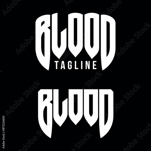 Lettering "Blood" as a vampire teeth  vector isolated on black background
