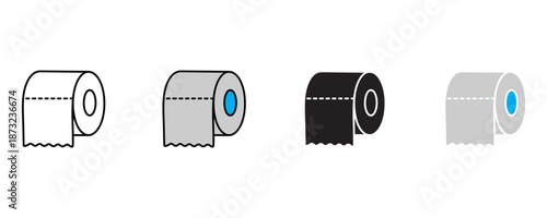 Toilet paper roll icon set vector on white background. paper products, household items, bathroom essentials symbol. vector illustration.
