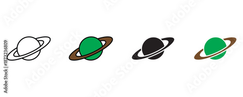Planets with ring icon set vector on white background. cosmology, universe, exploration symbol. vector illustration.