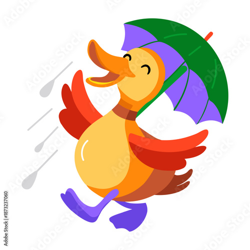 A flat style icon depicting an ostrich 
