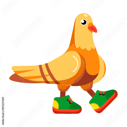 A flat style icon depicting an ostrich 
