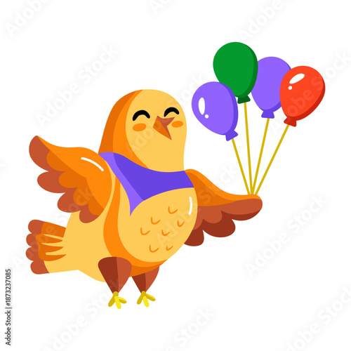 A flat style icon depicting an ostrich 
