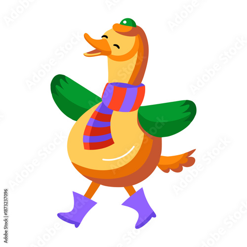 A flat style icon depicting an ostrich 
