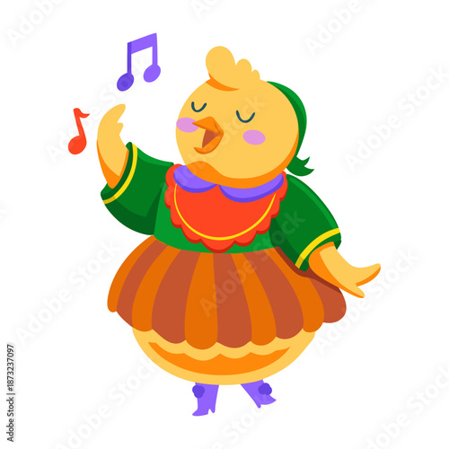 A flat style icon depicting an ostrich 
