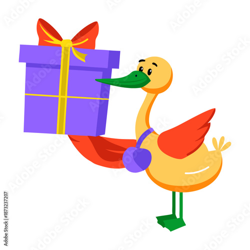 A flat style icon depicting an ostrich 
