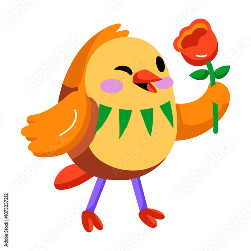 A flat style icon depicting an ostrich 
