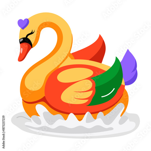 A flat style icon depicting an ostrich 
