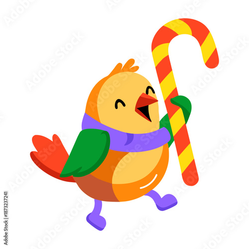 A flat style icon depicting an ostrich 
