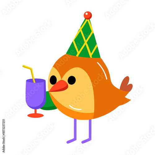 A flat style icon depicting an ostrich 
