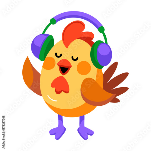 A flat style icon depicting an ostrich 
