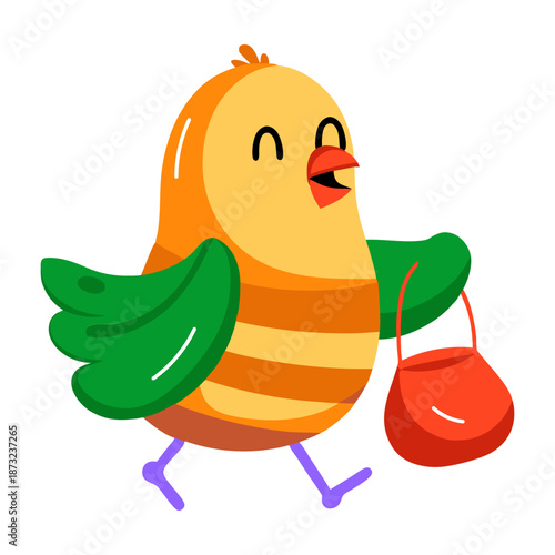 A flat style icon depicting an ostrich 
