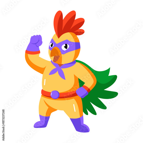 A flat style icon depicting an ostrich 
