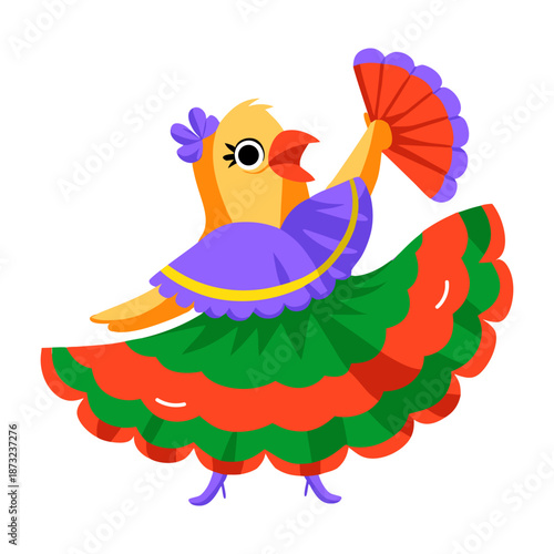 A flat style icon depicting an ostrich 
