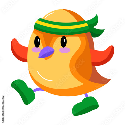 A flat style icon depicting an ostrich 
