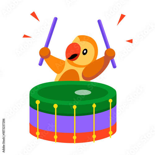 A flat style icon depicting an ostrich 
