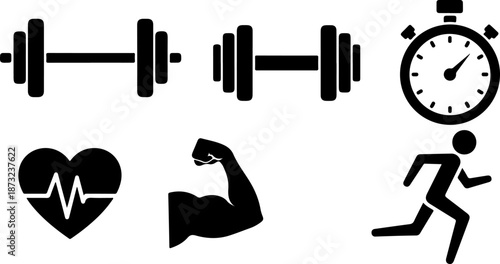 Elite Fitness & Strength: The Ultimate Gym Training Icon Collection