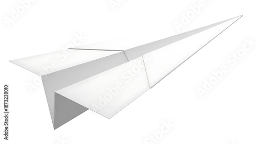 White paper airplane soaring isolated on white background