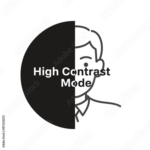 High Contrast Mode Illustration of Mans Face.