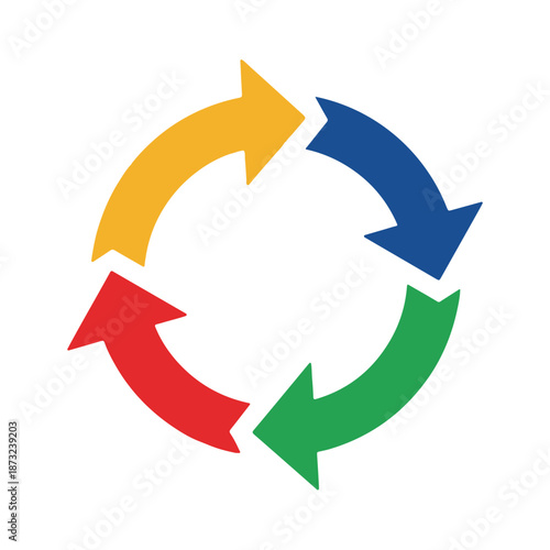 Circular arrows indicating a continuous cycle of change isolated on white background, Vector, illustration