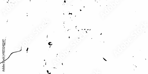 Minimal high contrast grunge texture in black and white, combining vertical ink drips, distressed scratches, paint splatter, and noise particles for a raw abstract surface.