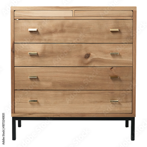 Wooden Dresser With Multiple Drawers and Metal Handles in a Simple Design