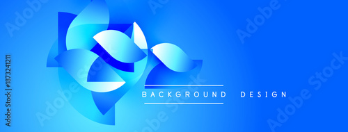 Abstract blue design. Dynamic shapes create modern visual impact. Gradient colors suggest movement, depth. Perfect background element.