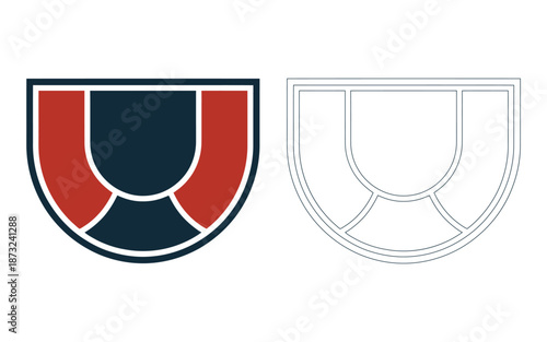 Minimalist shield logo design with geometric pattern