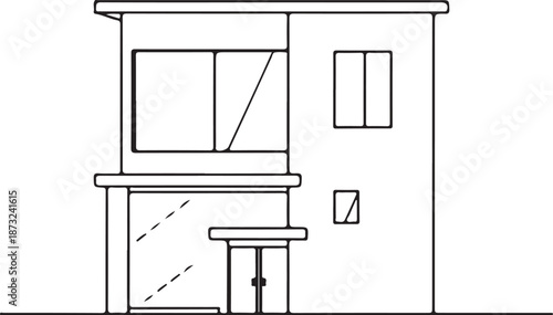 Hostel Building Hand-drawn Sketch Drawing Vector Illustration, Line Linear Symbol Engraving Coloring Book, Black and White Isolated