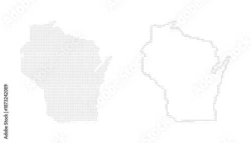 Detailed wisconsin state map with grid and outline